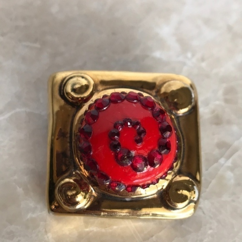 Beria Vintage Pin Swarovski Crystals Gold Hand Made